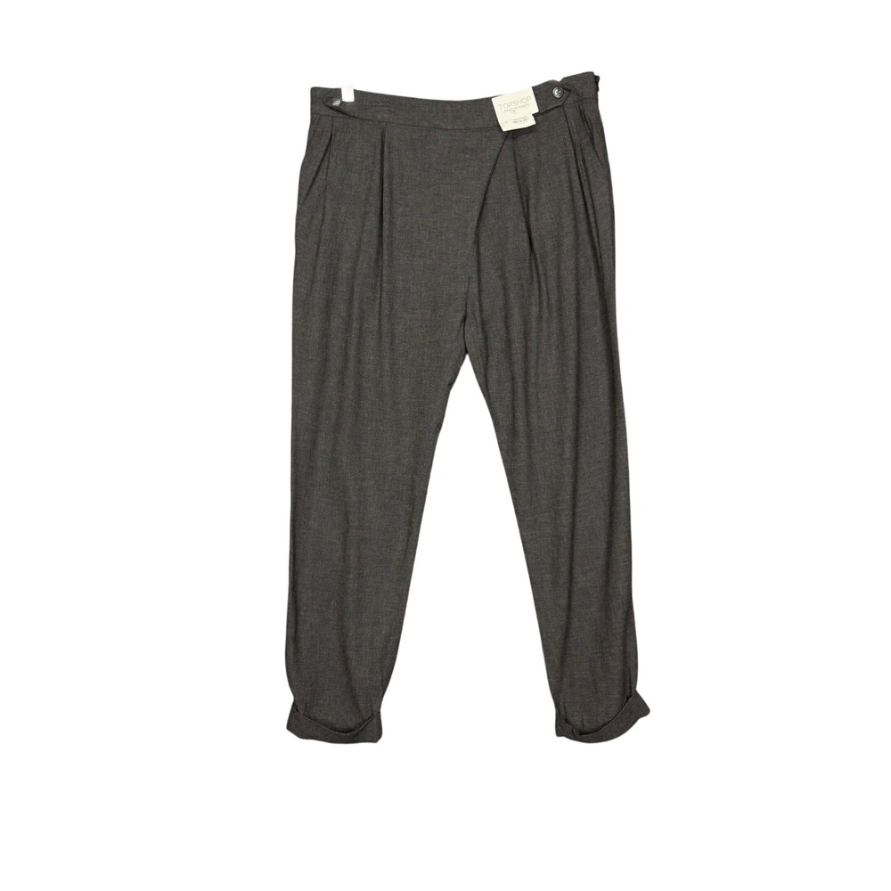 Topshop Harem Pants‎ Womens 8 Dark Gray Pleated Cuffed Ankle High Rise NWT